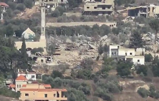 Thumbnail preview image for the video titled: An Israeli bulldozer continues to level land in the town of Bani Hayan, southern Lebanon