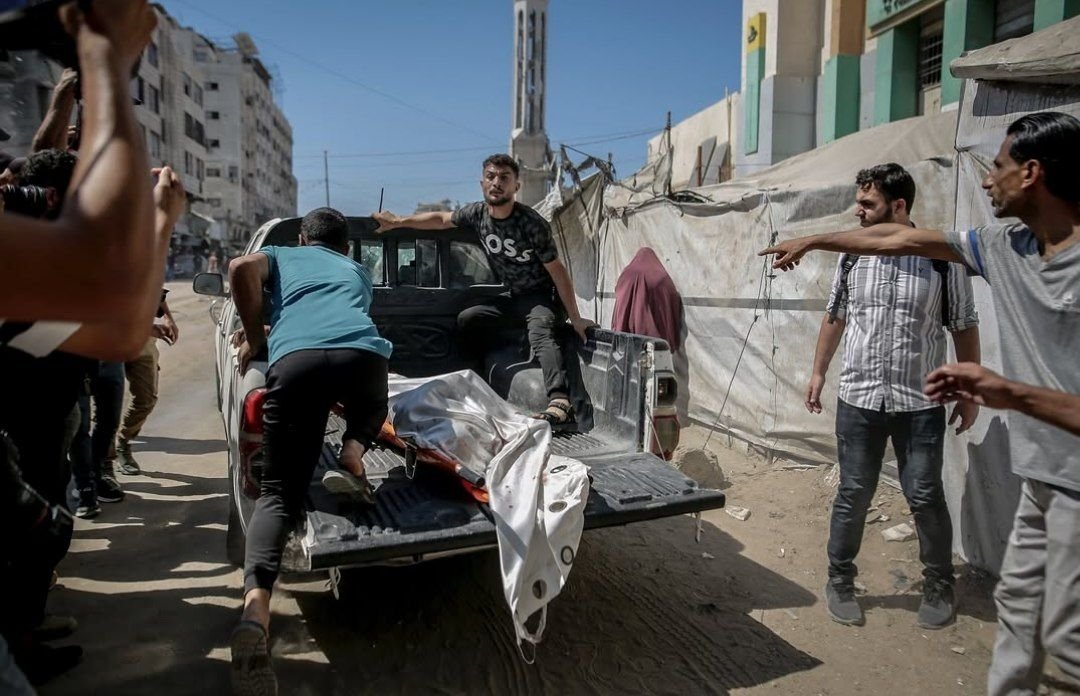 Thumbnail preview image for the video titled: Casualties from Israel's massacre of police leadership near Gaza City Park