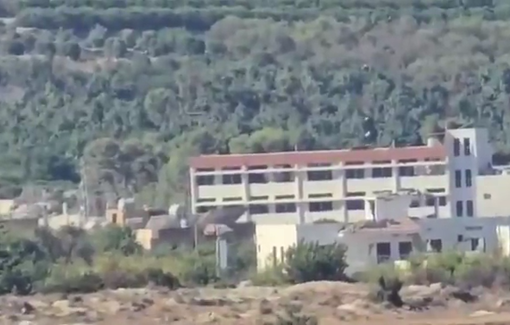 Thumbnail preview image for the video titled: The Israeli army has laid explosives on the top of the school in the town of Mansouri in order to demolish it.