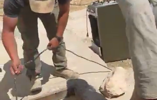 Thumbnail preview image for the video titled: Moshe Bialystocki, from the Havat Dvash Mi-Sela outpost, pours water from a Palestinian family’s well onto the ground