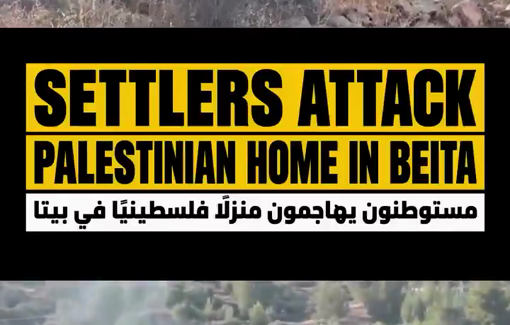 Thumbnail preview image for the video titled: During the olive harvest, Israeli settlers attacked a Palestinian home in the village of Beita