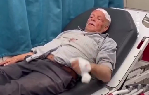 Thumbnail preview image for the video titled: An elderly Palestinian man and his wife injured by settlers while they were harvesting olives in the village of Ramin