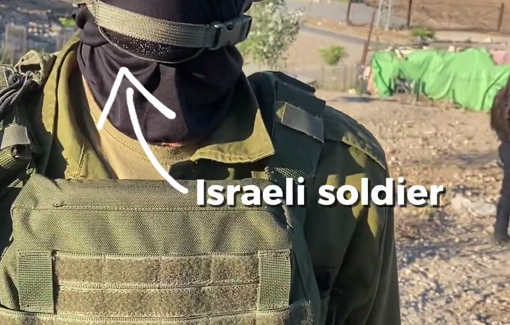 Thumbnail preview image for the video titled: Andrey detained by Israeli soldiers for three hours after settler Shimon Atiya invaded the village Umm al-Khair