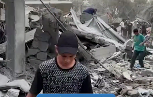 Thumbnail preview image for the video titled: Extensive destruction of house and surrounding tents after Israel bombed a house in central Gaza