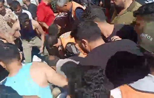 Thumbnail preview image for the video titled: Recovery of body of Palestinian killed in Israeli drone strike on his car