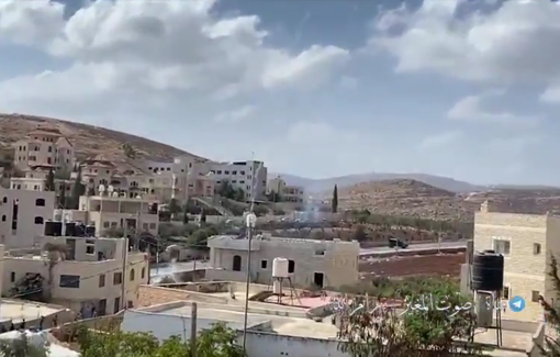 Thumbnail preview image for the video titled: Israeli forces fire tear gas canisters at students as they leave a school in the village of al-Mughayyir