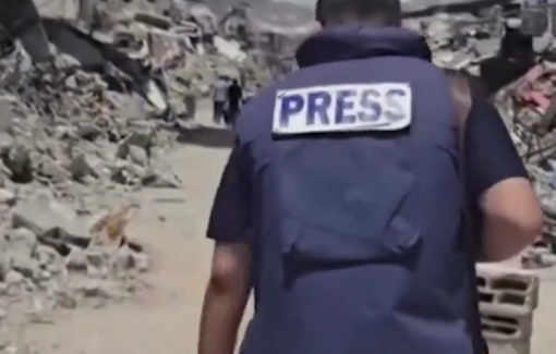 Thumbnail preview image for the video titled: Profile of the Gazan journalist Yusuf Fares, aiming his camera at every place where death burns