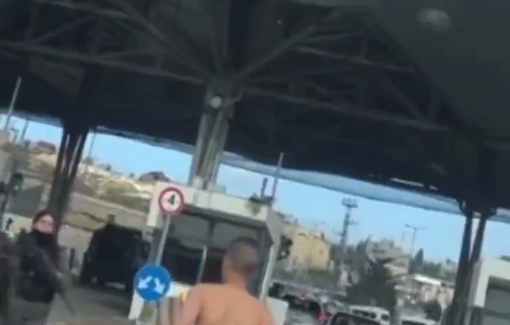 Thumbnail preview image for the video titled: Israeli forces strip, beat Palestinian child at Shuafat checkpoint
