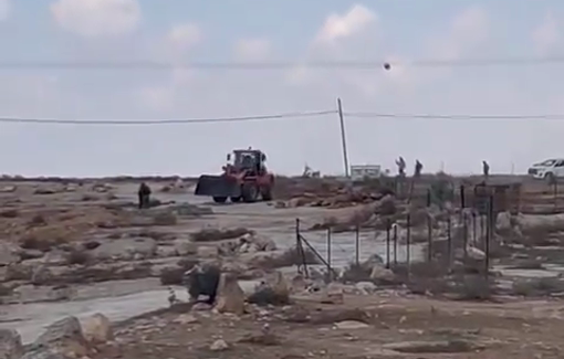 Thumbnail preview image for the video titled: Ynon Levy demolished 3 water cisterns and 2 water tanks in the Palestinian village of Susya