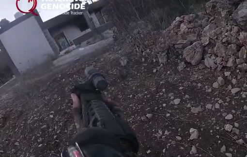 Thumbnail preview image for the video titled: An IDF soldier shared footage of his unit's detonation of Matmoura village