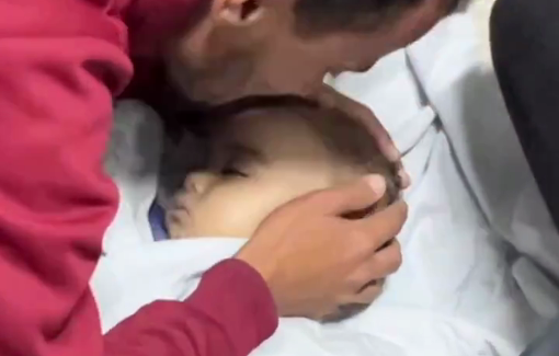 Thumbnail preview image for the video titled: Father bitterly mourns baby killed in Israeli shelling of Nuseirat